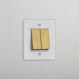 Clear Antique Brass White Dual Rocker Switch - Stylish Light Control Tool