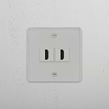 Clear White Dual Port HDMI Module - Reliable Digital Signal Accessory on White Background