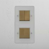 Four-Position Vertical Double Rocker Switch in Clear Antique Brass White - Advanced Home Lighting Solution on White Background