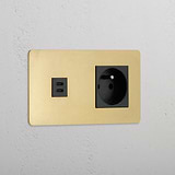 Double USB 30W & French Power Module - Antique Brass Black Luxury Edition