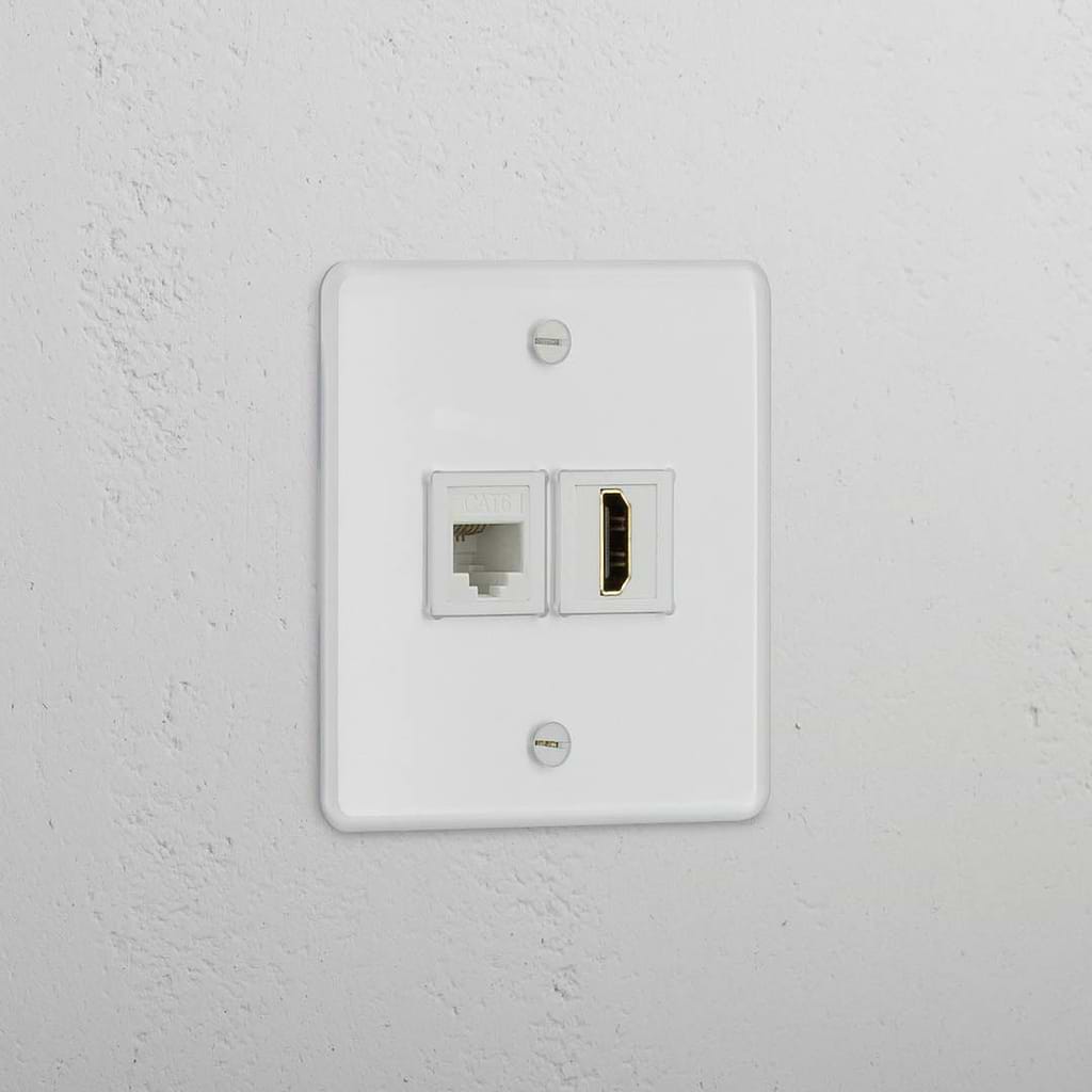 Dual Function RJ45 & HDMI Module in Clear White - Versatile Connectivity Solution