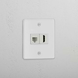 Dual Function RJ45 & HDMI Module in Clear White - Versatile Connectivity Solution