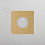 Prise de Courant Ronde Type E (Plaque Simple) - Laiton Ancien (Insert Blanc)