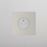 Prise de Courant Ronde Type E (Plaque Simple) - Nickel Poli (Insert Blanc)