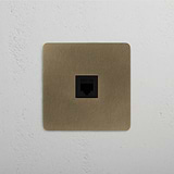 Single RJ45 Module, Elegant Design, Antique Brass Black on White Background
