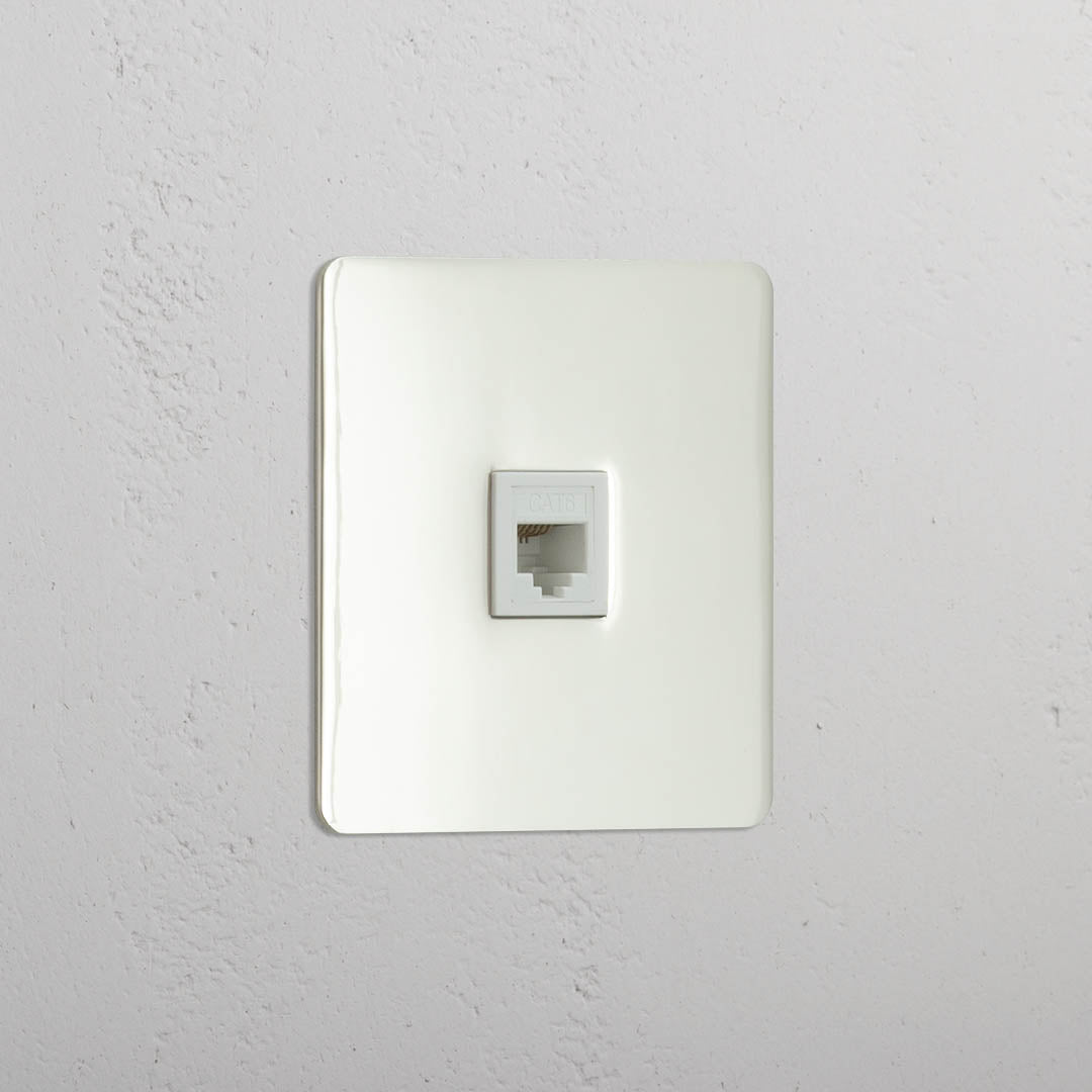 Network Connectivity Accessory: Single RJ45 Module in Polished Nickel White