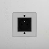 Single French Power Module in Clear Black - Efficient Power Supply Accessory on White Background