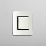 Central Control Light Switch: Polished Nickel Black Single Rocker Switch (Cent)
