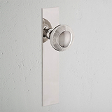 Poplar Bouton de Porte Fixe à Plaque Longue - Nickel Poli