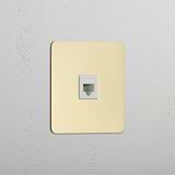 Single RJ45 Module in Antique Brass White - Reliable Network Connection