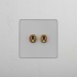 Clear Antique Brass Single Toggle Switch with 2 Positions - Elegant Light Management Solution on White Background