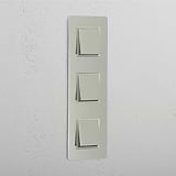 High Capacity Vertical Light Control Switch: Triple 3x Vertical Rocker Switch in Polished Nickel White