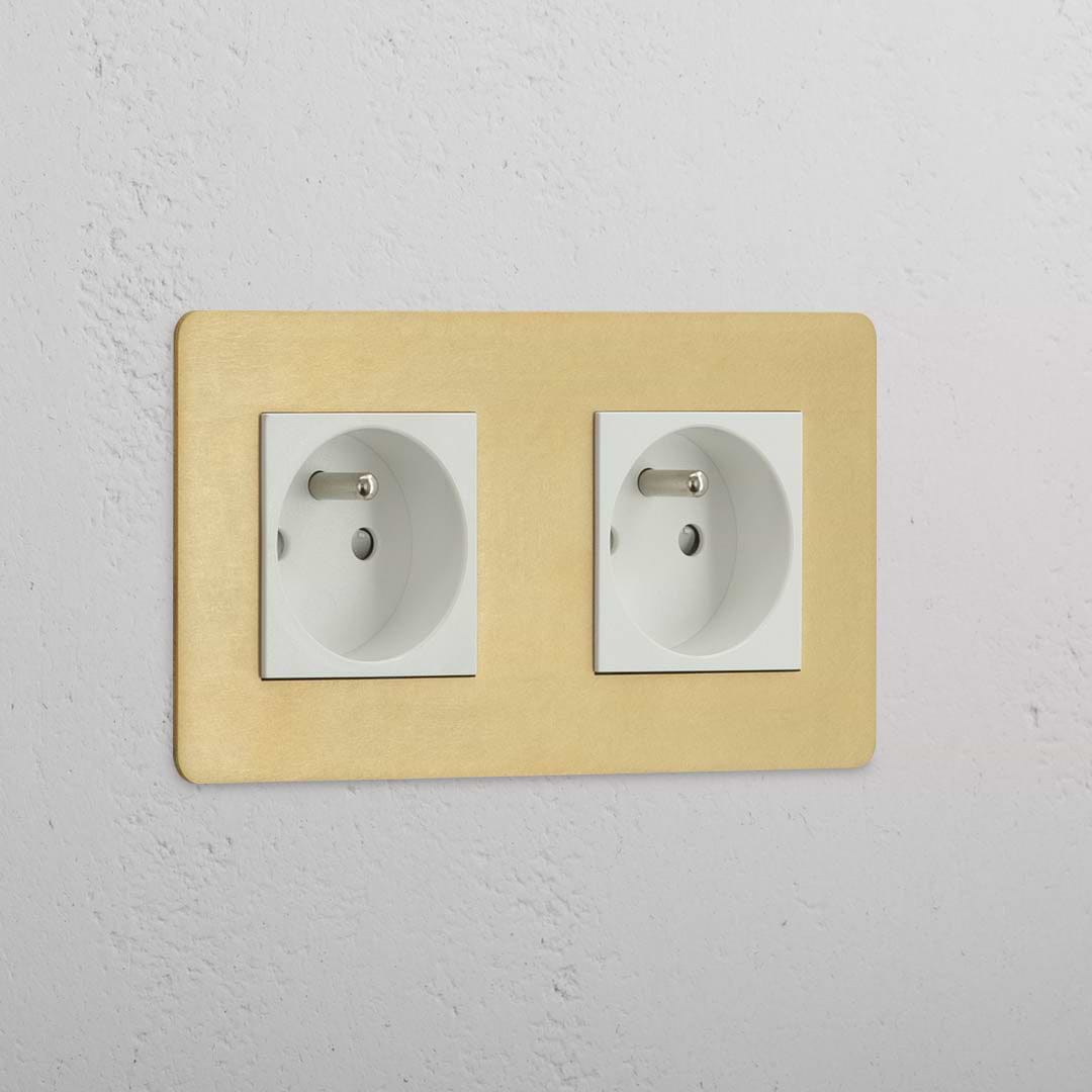 Antique Brass White Double French Power Module with Dual Ports - Seamless Integration