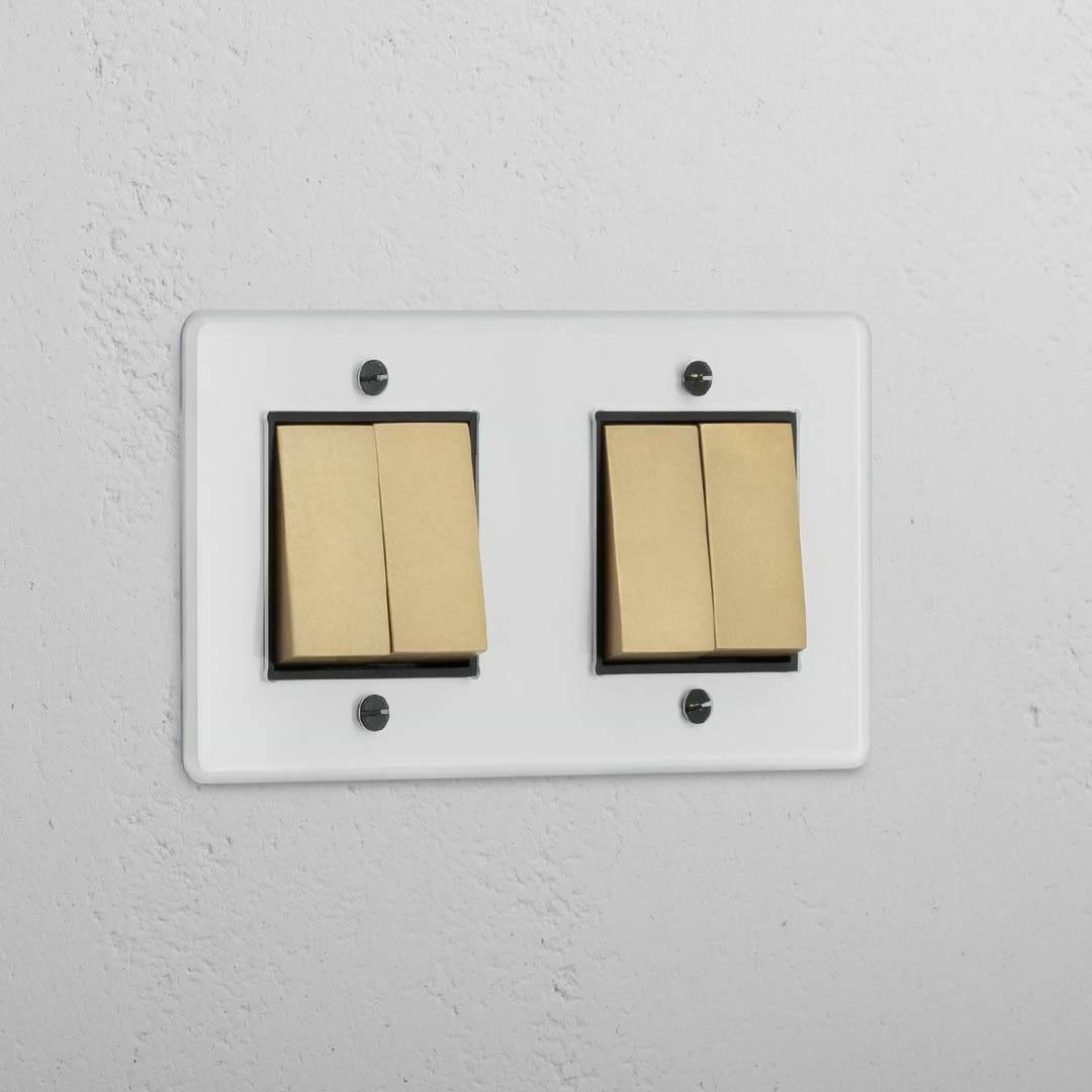 Elegant Clear Antique Brass Black Double Rocker Switch with 4 Positions - Seamless Light Operation Accessory