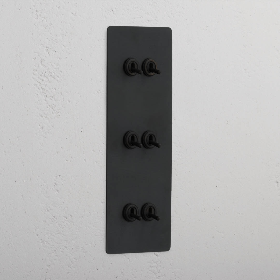 Bronze Triple Vertical Toggle Switch with 6 Positions - Sophisticated Light Control Tool