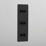 Bronze Triple Vertical Toggle Switch with 6 Positions - Sophisticated Light Control Tool
