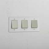 Triple Function Rocker Switch in Clear Polished Nickel White - Multi-control Lighting Accessory