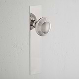 Poplar Bouton de Porte Fixe à Plaque Longue - Nickel Poli