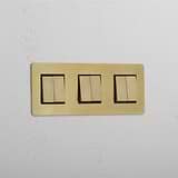High Capacity Triple Rocker Switch in Antique Brass Black with 6 Positions