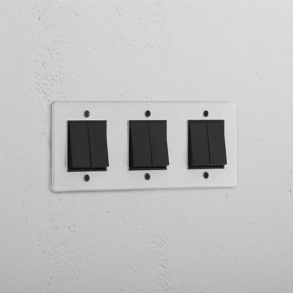 Six-Position Triple Rocker Switch in Clear Bronze Black - Modern Light Control Solution