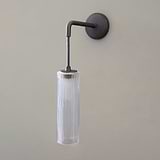 Modern Style Hanging Wall Light in Bronze with Fluted Glass