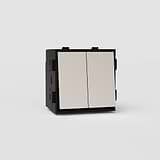 Double Two Way Rocker Switch in Polished Nickel Black EU - Dual Function Light Control Solution