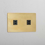 High-Quality Double 2x USB Power Module in Antique Brass Black