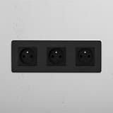 Triple French Power Module in Bronze Black - Advanced Power Solution for Modern Homes on White Background