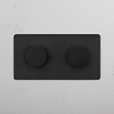 Adjustable Double Dimmer Switch in Bronze for Light Control on White Background