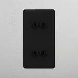 Double Vertical Toggle Switch in Bronze with 4 Levers on White Background