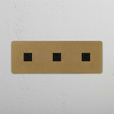 Triple USB Module, 3-Port, in Antique Brass Black on White Background