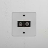 Dual TV Module in Clear Black - Quality Television Signal Accessory on White Background
