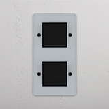 Vertical Double Rocker Switch in Clear Bronze Black - Functional Light Management Tool on White Background