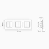 Interrupteur VV Carré x6 (Plaque Triple) - Transparent / Laiton Ancien (Insert Blanc)