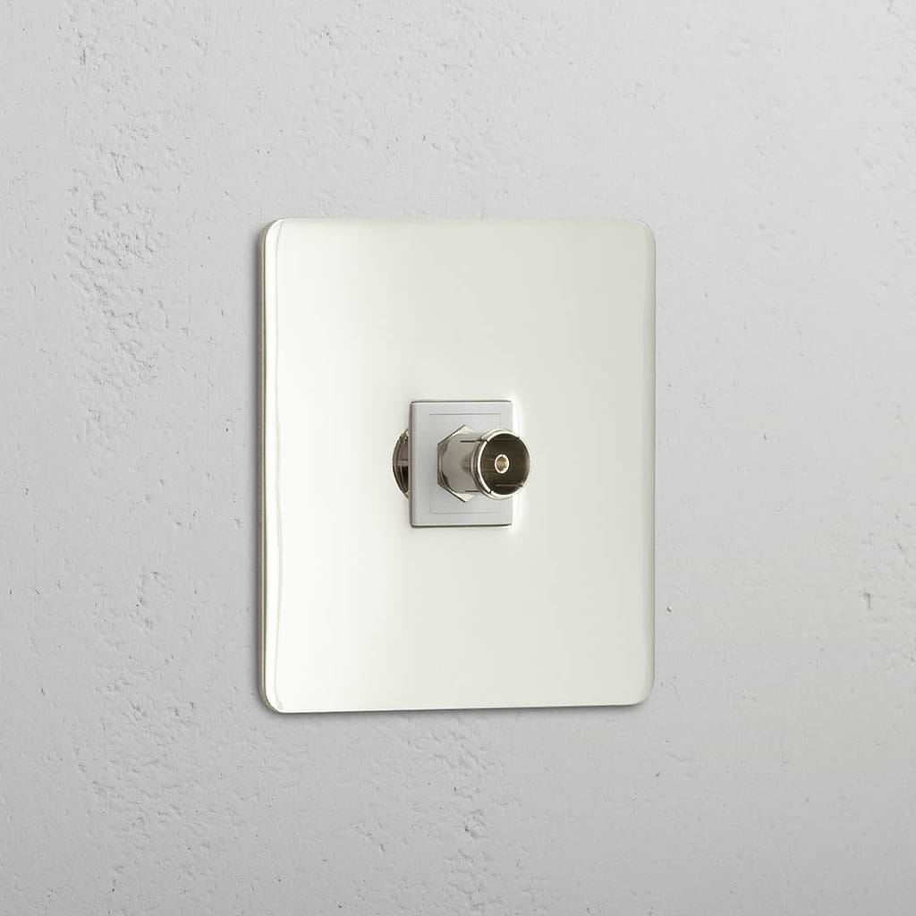TV Signal Accessory: Single TV Module in Polished Nickel White