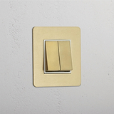Dual-Position Rocker Switch in Antique Brass White - Elegant Home Accessory