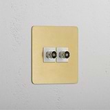 Single TV Module in 2x Antique Brass White Design - Optimal Signal Reception