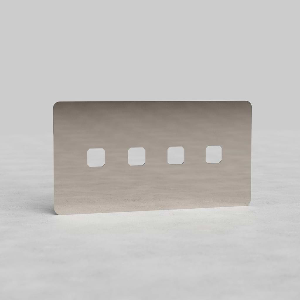 Four Outlet Double Switch Plate in Polished Nickel EU - Comprehensive Light Control Solution
