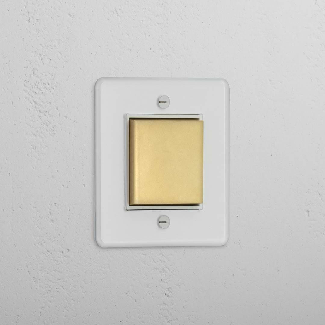 Central Single Rocker Switch in Clear Antique Brass White - Efficient Light Management System