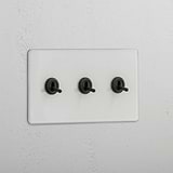 Triple Toggle Switch in Clear Bronze - Comprehensive Light Management Accessory