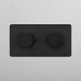 Adjustable Double Dimmer Switch in Bronze for Light Control on White Background