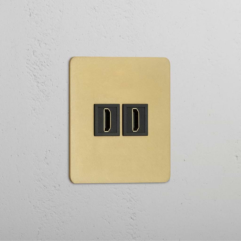 Single HDMI Module in Antique Brass Black Design