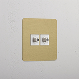 Antique Brass White Single Satellite Module with Dual Ports - High Compatibility