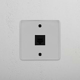 Single RJ45 Module in Clear Black - Reliable Network Connection Tool on White Background