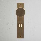 Onslow Bouton de Porte à Ressort à Plaque Longue et Barrette Tournante - Laiton Ancien