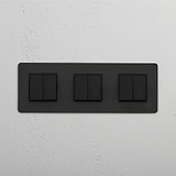 Bronze Black Triple Rocker Switch with 6 Positions - Comprehensive Light Control Tool on White Background