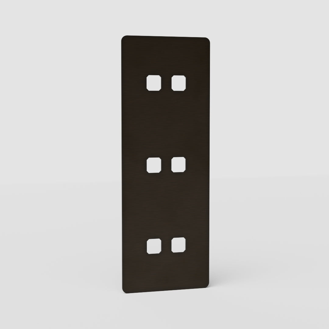 Vertical Six-Position Triple Switch Plate EU in Bronze - Space-Saving Light Control Accessory