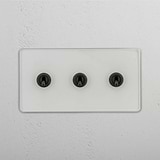 Clear Bronze Triple Toggle Switch - Comprehensive Light Management Tool on White Background