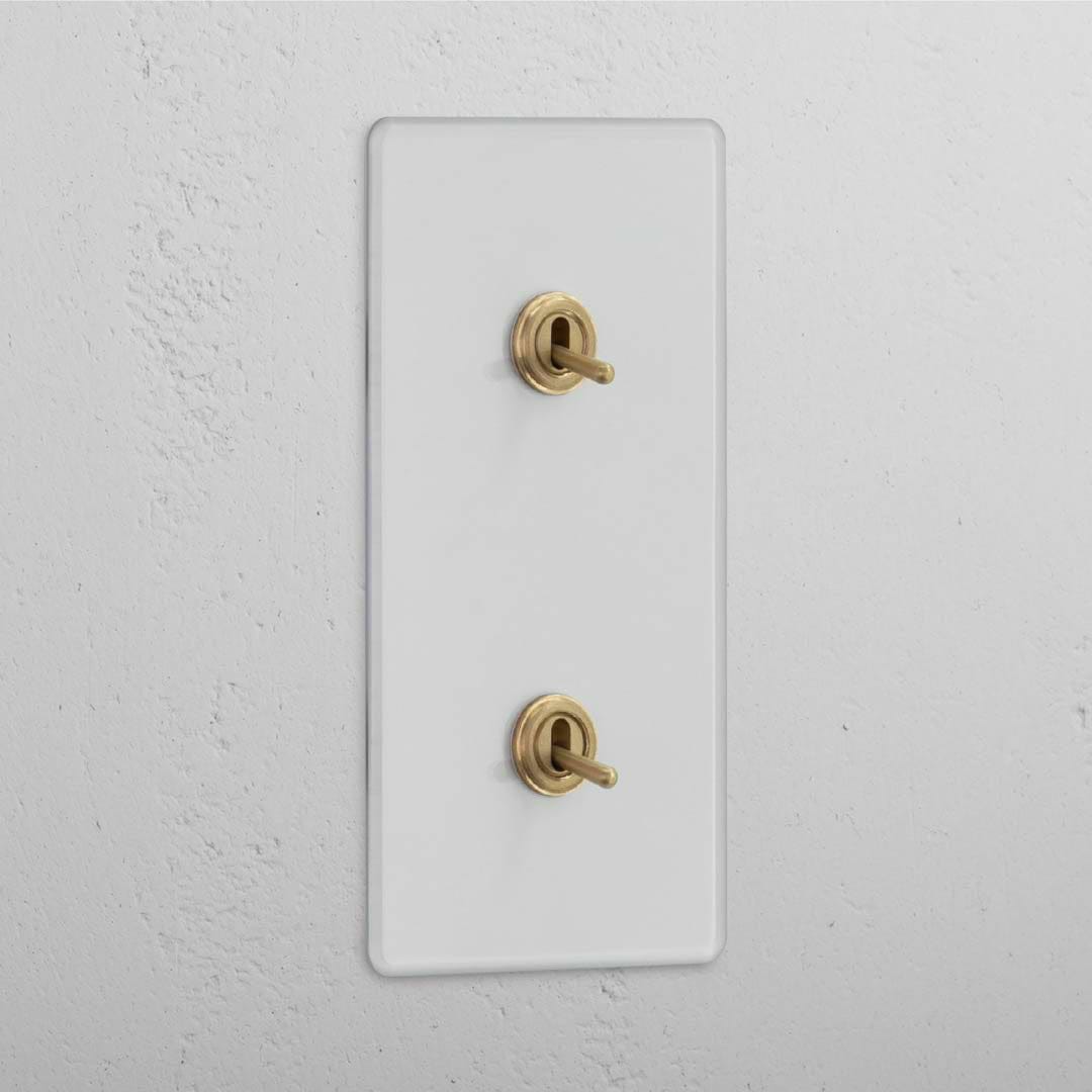 Clear Antique Brass Double Vertical Toggle Switch - Stylish Light Control Accessory