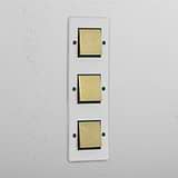 Vertical Triple Rocker Switch in Clear Antique Brass Black - Efficient Lighting Accessory